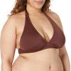 imageAmazon Essentials Womens LightSupport Tie Halter Bikini Swimsuit Top Available in Plus SizeDeep Brown