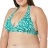 imageAmazon Essentials Womens LightSupport Tie Halter Bikini Swimsuit Top Available in Plus SizeGreen Zebra Stripe