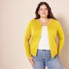 imageAmazon Essentials Womens Lightweight Crewneck Cardigan Sweater Available in Plus SizeDark Yellow
