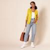 imageAmazon Essentials Womens Lightweight Crewneck Cardigan Sweater Available in Plus SizeDark Yellow