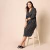 imageAmazon Essentials Womens Lightweight Georgette Long Sleeve VNeck Midi Dress Available in Plus SizeBlack Bouquet Floral