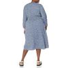 imageAmazon Essentials Womens Lightweight Georgette Long Sleeve VNeck Midi Dress Available in Plus SizeBlue Ditsy Floral