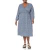 imageAmazon Essentials Womens Lightweight Georgette Long Sleeve VNeck Midi Dress Available in Plus SizeBlue Ditsy Floral