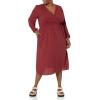 imageAmazon Essentials Womens Lightweight Georgette Long Sleeve VNeck Midi Dress Available in Plus SizeBurgundy