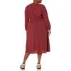 imageAmazon Essentials Womens Lightweight Georgette Long Sleeve VNeck Midi Dress Available in Plus SizeBurgundy