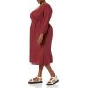 imageAmazon Essentials Womens Lightweight Georgette Long Sleeve VNeck Midi Dress Available in Plus SizeBurgundy
