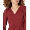 imageAmazon Essentials Womens Lightweight Georgette Long Sleeve VNeck Midi Dress Available in Plus SizeBurgundy