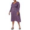 imageAmazon Essentials Womens Lightweight Georgette Long Sleeve VNeck Midi Dress Available in Plus SizeDark Blue Pansy