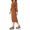 imageAmazon Essentials Womens Lightweight Georgette Long Sleeve VNeck Midi Dress Available in Plus SizeDark Chestnut Brown Diamond