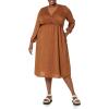 imageAmazon Essentials Womens Lightweight Georgette Long Sleeve VNeck Midi Dress Available in Plus SizeDark Chestnut Brown Diamond