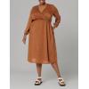imageAmazon Essentials Womens Lightweight Georgette Long Sleeve VNeck Midi Dress Available in Plus SizeDark Chestnut Brown Diamond