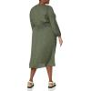 imageAmazon Essentials Womens Lightweight Georgette Long Sleeve VNeck Midi Dress Available in Plus SizeDark Olive Abstract Animal