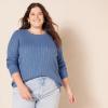 imageAmazon Essentials Womens Lightweight LongSleeve Cable Crewneck Sweater Available in Plus SizeBlue Heather