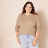 imageAmazon Essentials Womens Lightweight LongSleeve Cable Crewneck Sweater Available in Plus SizeCamel Heather