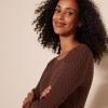 imageAmazon Essentials Womens Lightweight LongSleeve Cable Crewneck Sweater Available in Plus SizeDark Chestnut Brown Heather