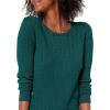 imageAmazon Essentials Womens Lightweight LongSleeve Cable Crewneck Sweater Available in Plus SizeDark Green