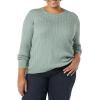 imageAmazon Essentials Womens Lightweight LongSleeve Cable Crewneck Sweater Available in Plus SizeSage Green Heather