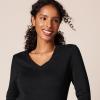 imageAmazon Essentials Womens Lightweight LongSleeve VNeck Sweater 100 CottonBlack
