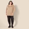 imageAmazon Essentials Womens Lightweight LongSleeve VNeck Tunic Sweater Available in Plus SizeCamel Heather