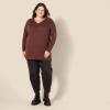 imageAmazon Essentials Womens Lightweight LongSleeve VNeck Tunic Sweater Available in Plus SizeDark Chestnut Brown Heather