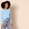 imageAmazon Essentials Womens Lightweight Ribbed LongSleeve Boat Neck SlimFit SweaterSky Blue