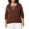 imageAmazon Essentials Womens Lightweight VNeck Cardigan Sweater Available in Plus SizeBrown