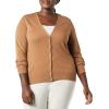 imageAmazon Essentials Womens Lightweight VNeck Cardigan Sweater Available in Plus SizeCamel Heather