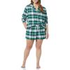 imageAmazon Essentials Womens Lightweight Woven Flannel Pajama Set with ShortsDark Green White Plaid