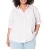 imageAmazon Essentials Womens Long Sleeve Button Down Stretch Oxford Shirt Available in Plus SizeLight Pink White Stripe