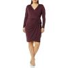 imageAmazon Essentials Womens Long Sleeve Classic Wrap Dress Available in Plus SizeBurgundy