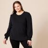 imageAmazon Essentials Womens LongSleeve Crewneck Smocked Cuff TShirtBlack