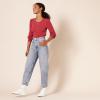 imageAmazon Essentials Womens LongSleeve Crewneck Smocked Cuff TShirtDark Red