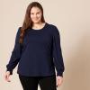 imageAmazon Essentials Womens LongSleeve Crewneck Smocked Cuff TShirtNavy