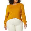 imageAmazon Essentials Womens LongSleeve Crewneck Smocked Cuff TShirtTobacco Brown