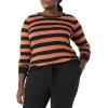 imageAmazon Essentials Womens LongSleeve Lightweight Crewneck Sweater Available in Plus SizeBlack Caramel Rugby Stripe