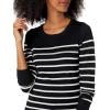 imageAmazon Essentials Womens LongSleeve Lightweight Crewneck Sweater Available in Plus SizeBlack Grey White Stripe