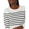 imageAmazon Essentials Womens LongSleeve Lightweight Crewneck Sweater Available in Plus SizeBlack White Placed Stripe