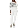 imageAmazon Essentials Womens LongSleeve Lightweight Crewneck Sweater Available in Plus SizeBlack White Placed Stripe