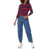 imageAmazon Essentials Womens LongSleeve Lightweight Crewneck Sweater Available in Plus SizeBurgundy Navy Rugby Stripe