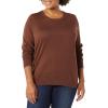 imageAmazon Essentials Womens LongSleeve Lightweight Crewneck Sweater Available in Plus SizeDark Chestnut Brown
