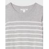 imageAmazon Essentials Womens LongSleeve Lightweight Crewneck Sweater Available in Plus SizeLight Grey Heather White Placed Stripe