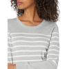 imageAmazon Essentials Womens LongSleeve Lightweight Crewneck Sweater Available in Plus SizeLight Grey Heather White Placed Stripe