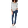 imageAmazon Essentials Womens LongSleeve Lightweight Crewneck Sweater Available in Plus SizeLight Grey Heather White Placed Stripe