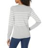 imageAmazon Essentials Womens LongSleeve Lightweight Crewneck Sweater Available in Plus SizeLight Grey Heather White Placed Stripe