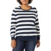 imageAmazon Essentials Womens LongSleeve Lightweight Crewneck Sweater Available in Plus SizeNavy White Rugby Stripe