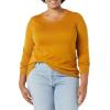 imageAmazon Essentials Womens LongSleeve Lightweight Crewneck Sweater Available in Plus SizeTobacco Brown