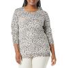 imageAmazon Essentials Womens LongSleeve Lightweight Crewneck Sweater Available in Plus SizeWhite Cheetah Print