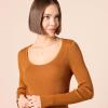 imageAmazon Essentials Womens LongSleeve Sweater Fine Gauge Stretch Scoop Neck Available in Plus SizesDark Caramel