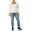 imageAmazon Essentials Womens LongSleeve Sweater Fine Gauge Stretch Scoop Neck Available in Plus SizesSand Heather