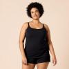 imageAmazon Essentials Womens Maternity Nursing Friendly Camisole with Adjustable Straps and Builtin Shelf Bra Pack of 2Black Stripe